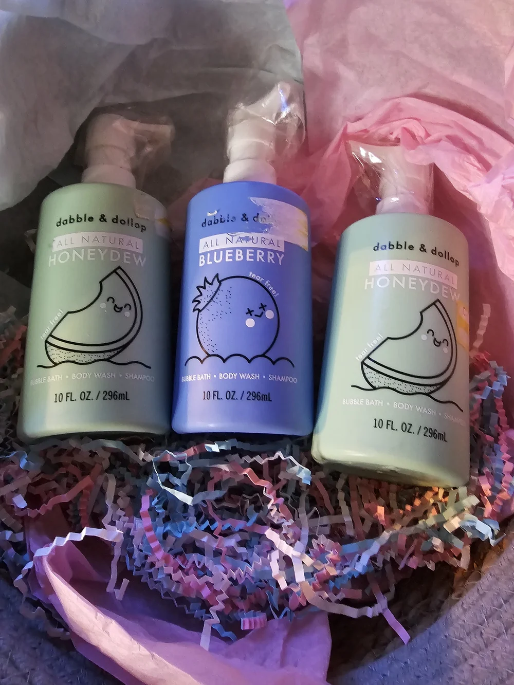 Dabble & Dollop All Natural Kids 3-in-1 Bath Set (Honeydew & Blueberry)
